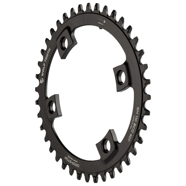 Wolf-tooth Wolf Tooth Elliptical - Single Chainring For Shimano 110 BCD Asymmetric 4-Bolt - Drop Stop - Black 4 Wolf-tooth Wolf Tooth Elliptical - Single Chainring For Shimano 110 BCD Asymmetric 4-Bolt - Drop Stop - Black - Image 2