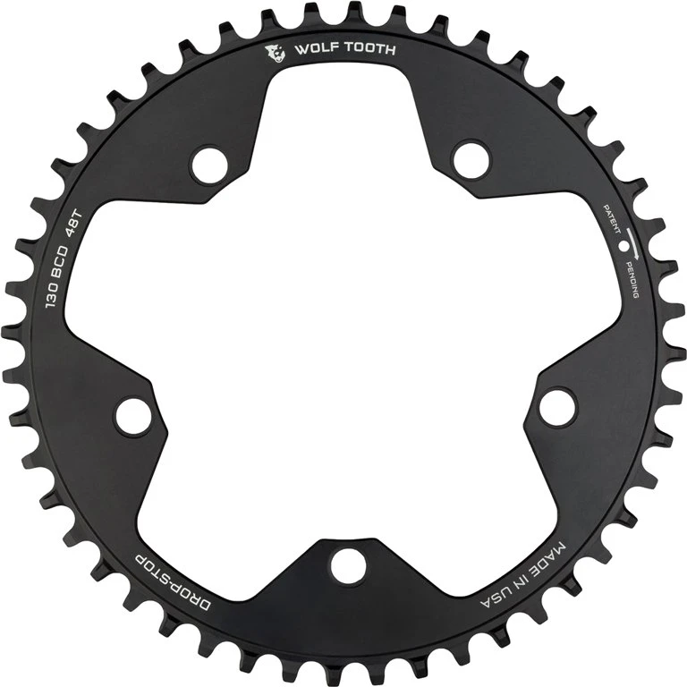 Wolf-tooth Wolf Tooth Single Road/Cyclocross Flattop Chainring 130mm - Drop Stop - Black 5 Wolf-tooth Wolf Tooth Single Road/Cyclocross Flattop Chainring 130mm - Drop Stop - Black - Image 3
