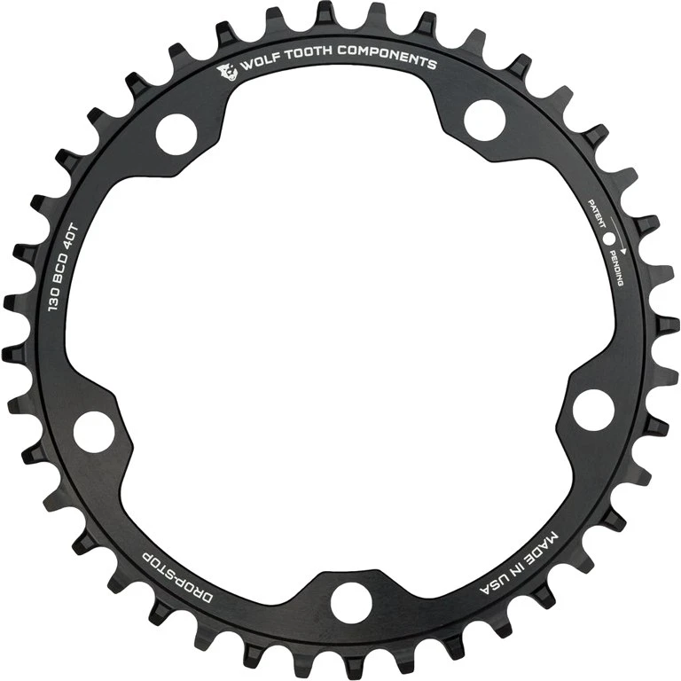 Wolf-tooth Wolf Tooth Single Road/Cyclocross Flattop Chainring 130mm - Drop Stop - Black 7 Wolf-tooth Wolf Tooth Single Road/Cyclocross Flattop Chainring 130mm - Drop Stop - Black - Image 5