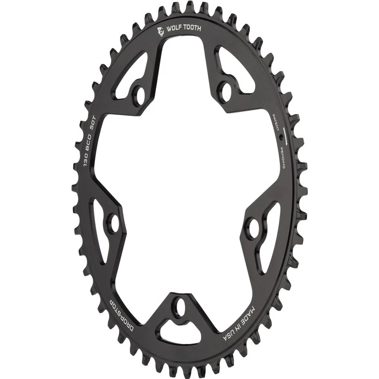 Wolf-tooth Wolf Tooth Single Road/Cyclocross Flattop Chainring 130mm - Drop Stop - Black 9 Wolf-tooth Wolf Tooth Single Road/Cyclocross Flattop Chainring 130mm - Drop Stop - Black - Image 7