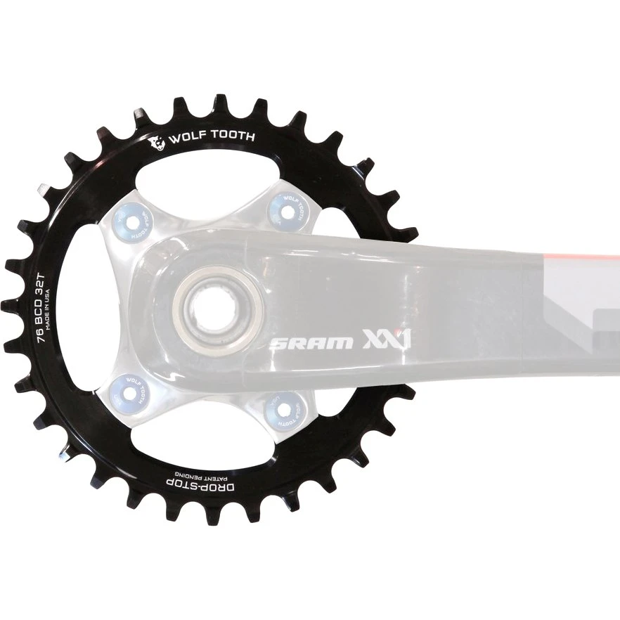 Wolf-tooth Wolf Tooth Chainring 76mm For SRAM XX1 / Specialized Stout - Drop Stop - Black 6 Wolf-tooth Wolf Tooth Chainring 76mm For SRAM XX1 / Specialized Stout - Drop Stop - Black - Image 4