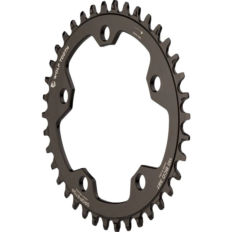 Wolf-tooth Wolf Tooth Elliptical Single Road/Cyclocross Flattop Chainring 110mm - Drop Stop - Black 4 Wolf-tooth Wolf Tooth Elliptical Single Road/Cyclocross Flattop Chainring 110mm - Drop Stop - Black - Image 2