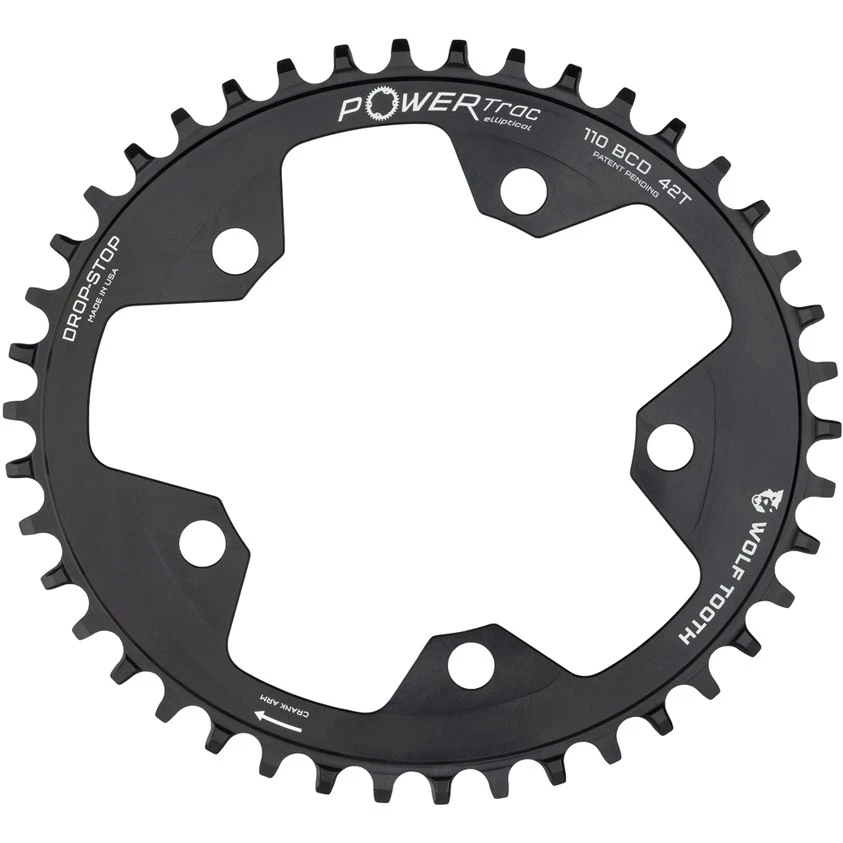 Wolf-tooth Wolf Tooth Elliptical Single Road/Cyclocross Flattop Chainring 110mm - Drop Stop - Black 6 Wolf-tooth Wolf Tooth Elliptical Single Road/Cyclocross Flattop Chainring 110mm - Drop Stop - Black - Image 4