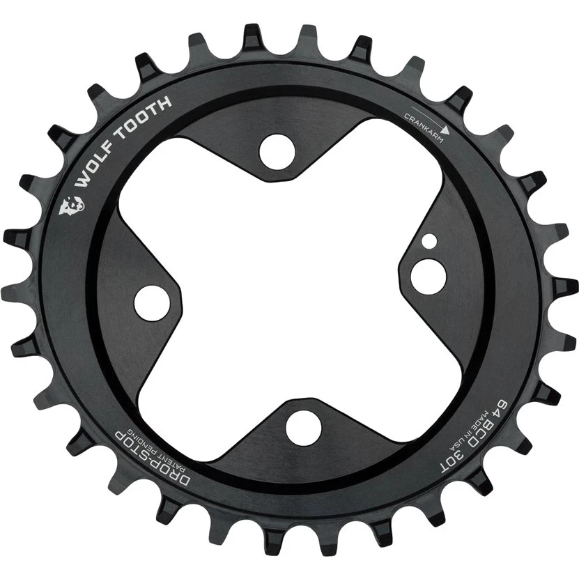 Wolf-tooth Wolf Tooth Elliptical - Single Chainring 64mm - Drop Stop - Black 3 Wolf-tooth Wolf Tooth Elliptical - Single Chainring 64mm - Drop Stop - Black