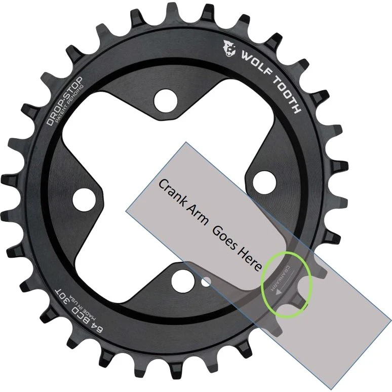 Wolf-tooth Wolf Tooth Elliptical - Single Chainring 64mm - Drop Stop - Black 5 Wolf-tooth Wolf Tooth Elliptical - Single Chainring 64mm - Drop Stop - Black - Image 3