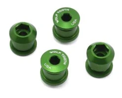 Wolf Tooth Components Dual Hex Fitting Chainring Bolts (Green) (6mm) (4 Pack) (For 1x Use)