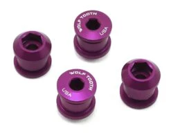 Wolf Tooth Components Dual Hex Fitting Chainring Bolts (Purple) (6mm) (4 Pack) (For 1x Use)