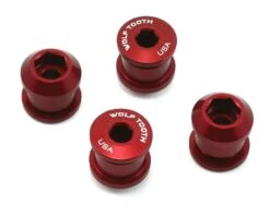 Wolf Tooth Components Dual Hex Fitting Chainring Bolts (Red) (6mm) (4 Pack) (For 1x Use)