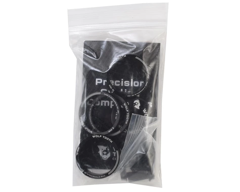 Wolf Tooth Components Headset Spacer BlingKit (Black) (3, 5, 10, 15mm) (w/ Bottle Cage Bolts) 4 Wolf Tooth Components Headset Spacer BlingKit (Black) (3, 5, 10, 15mm) (w/ Bottle Cage Bolts) - Image 2