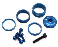 Wolf Tooth Components Headset Spacer BlingKit (Blue) (3, 5, 10, 15mm) (w/ Bottle Cage Bolts)
