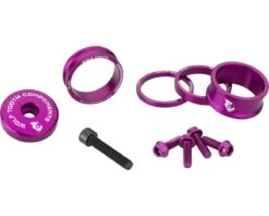 Wolf Tooth Components Headset Spacer BlingKit (Purple) (3, 5, 10, 15mm) (w/ Bottle Cage Bolts)