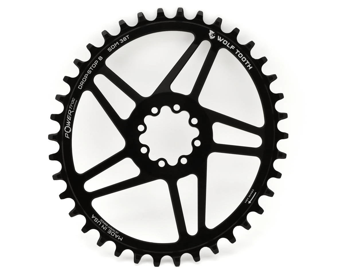 Wolf Tooth Components SRAM 8-Bolt Direct Mount Elliptical Chainring (Black) (Drop-Stop B) (Single) (6mm Offset) (38T) 3 Wolf Tooth Components SRAM 8-Bolt Direct Mount Elliptical Chainring (Black) (Drop-Stop B) (Single) (6mm Offset) (38T)