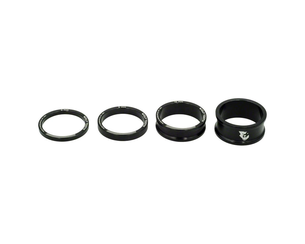 Wolf Tooth Components 1-1/8" Headset Spacer Kit (Black) (3, 5, 10, 15mm) 3 Wolf Tooth Components 1-1/8" Headset Spacer Kit (Black) (3, 5, 10, 15mm)