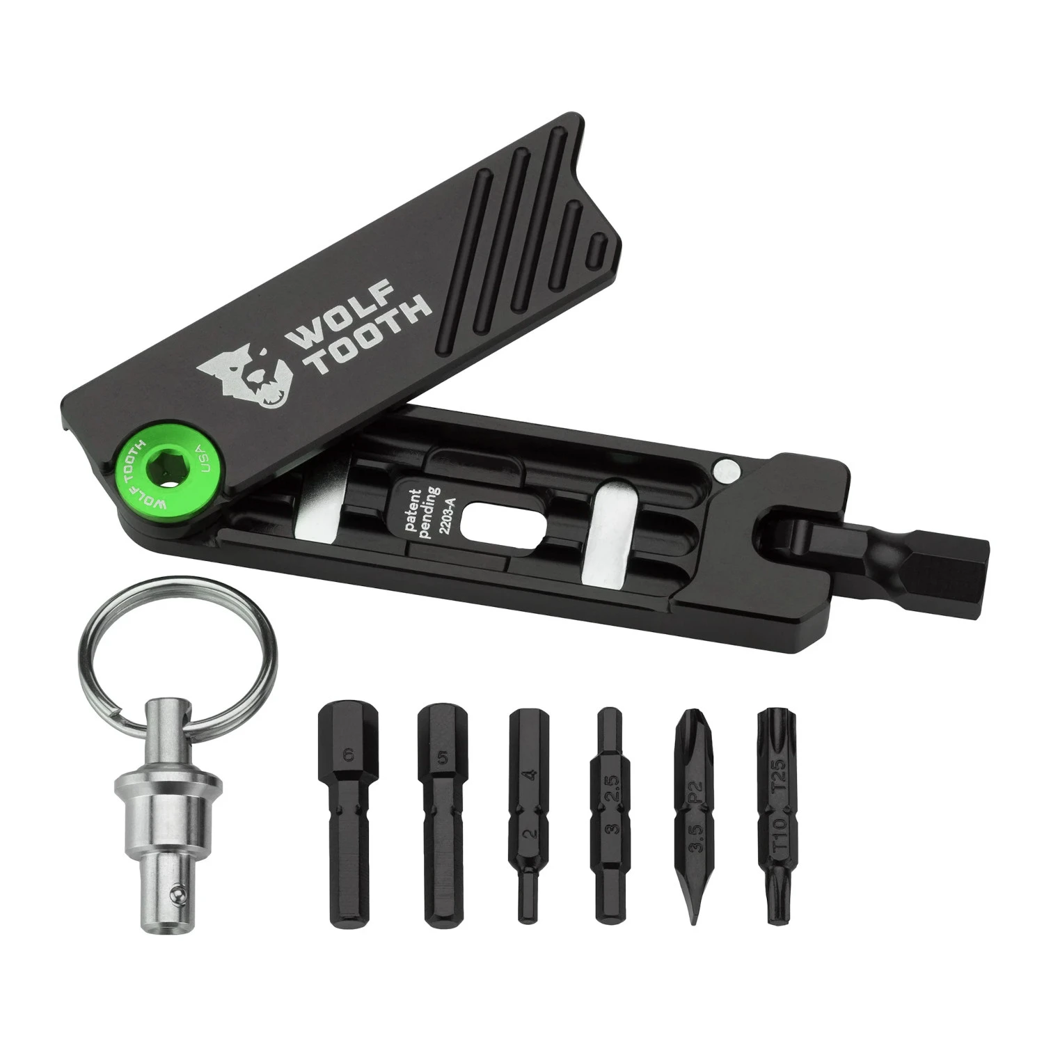 Wolf-tooth Wolf Tooth 6-Bit Hex Wrench Keyring Multitool - Green 4 Wolf-tooth Wolf Tooth 6-Bit Hex Wrench Keyring Multitool - Green - Image 2