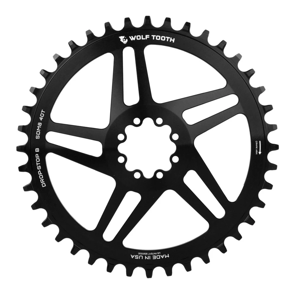 Wolf-tooth Wolf Tooth Drop Stop Narrow-Wide Chainring - Direct Mount SRAM 8-Bolt - Black 3 Wolf-tooth Wolf Tooth Drop Stop Narrow-Wide Chainring - Direct Mount SRAM 8-Bolt - Black