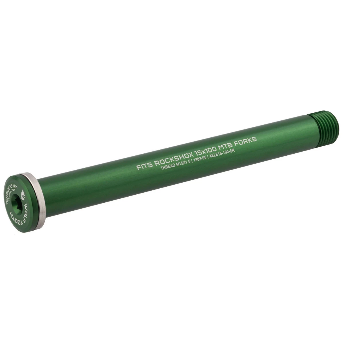 Wolf-tooth Wolf Tooth Thru Axle For RockShox Forks - 15x100mm - Green 3 Wolf-tooth Wolf Tooth Thru Axle For RockShox Forks - 15x100mm - Green